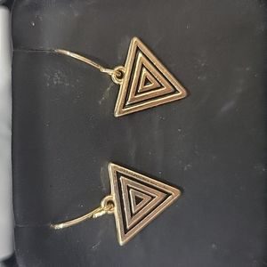 Gold and Black Triangle Earrings